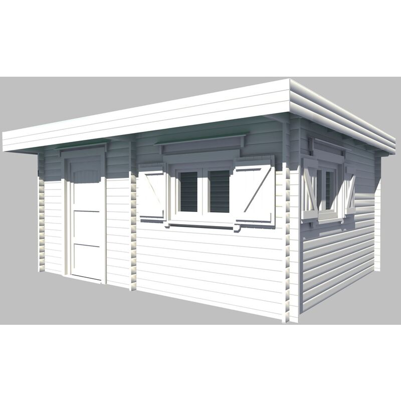 Habrita - Abri en madriers massifs - Toit plat - double rainurage 60 mm
