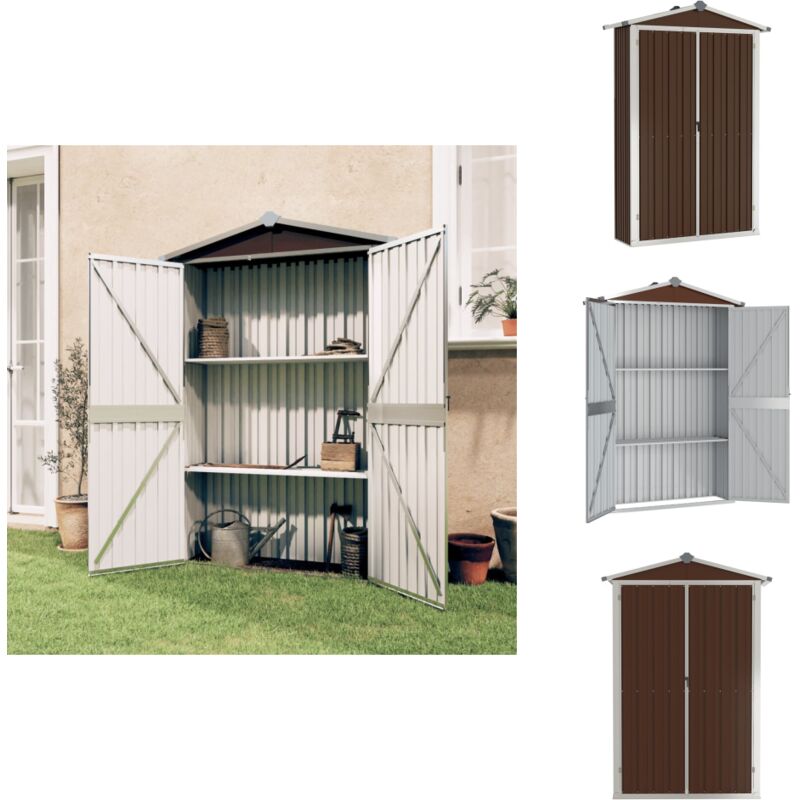 Abri de jardin Marron 116x45x175 cm Acier galvanisé - Abri De Jardin - Abri De Rangement - Abri Extérieur - Rangement Jardin - Outillage