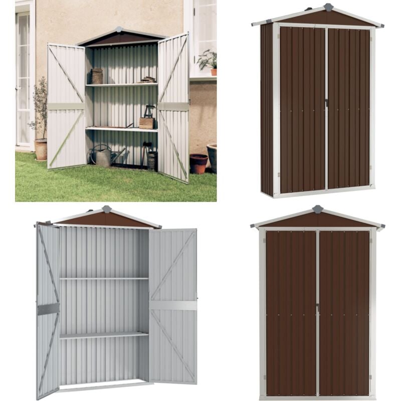 Abri de jardin Marron 116x45x175 cm Acier galvanisé - Abri De Jardin - Abri De Rangement - Abri Extérieur - Rangement Jardin - Outillage - Home &