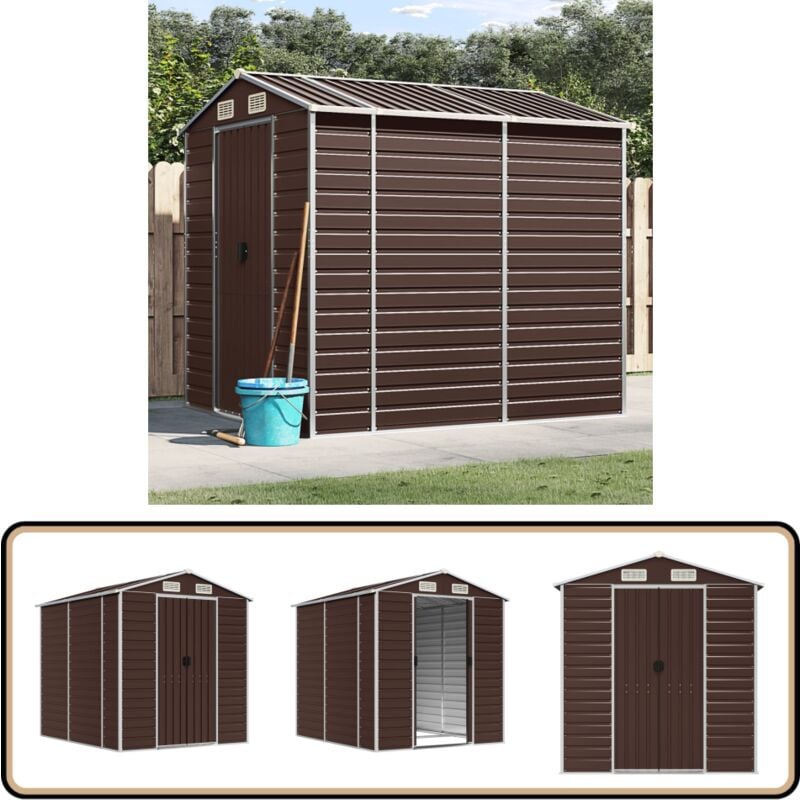 Abri de jardin marron 191x215x198 cm acier galvanisé - Abri De Jardin - Abri Métallique - Rangement Extérieur - Cabane De Jardin - Stockage Outil