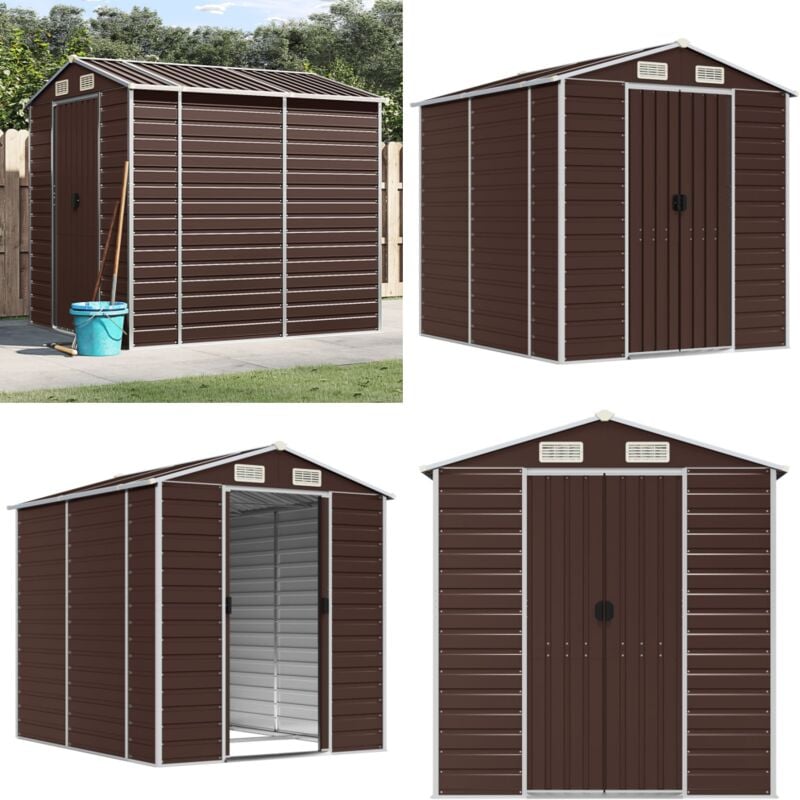 Abri de jardin marron 191x215x198 cm acier galvanisé - Abri De Jardin - Abri Métallique - Rangement Extérieur - Cabane De Jardin - Stockage Outil
