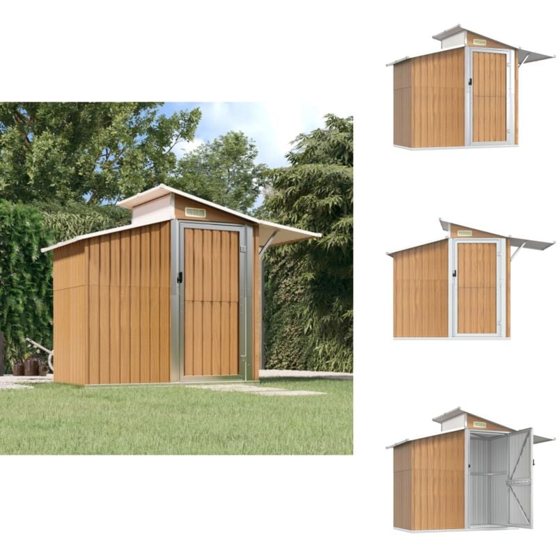 Abri de jardin Marron 270x130x208,5 cm Acier galvanisé - Abri De Jardin - Abri De Jardin Exterieur - Rangement Exterieure - Cabane De Jardin
