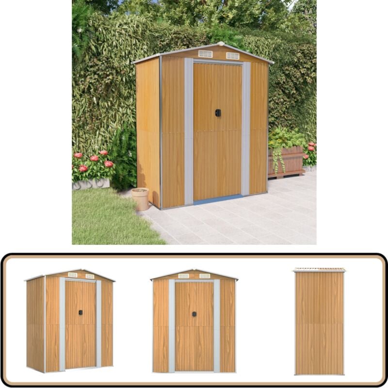 Abri de jardin Marron clair 192x108x223 cm Acier galvanisé - Abri De Jardin - Abri Extérieur - Rangement Extérieur - Cabane De Jardin - Outillage