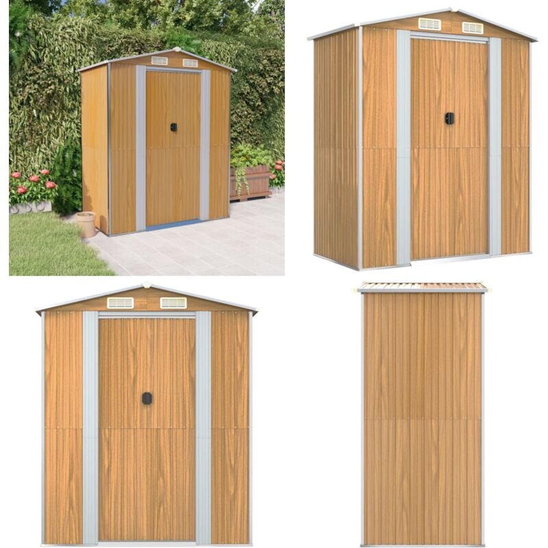 Abri de jardin Marron clair 192x108x223 cm Acier galvanisé - Abri De Jardin - Abri Extérieur - Rangement Extérieur - Cabane De Jardin - Outillage