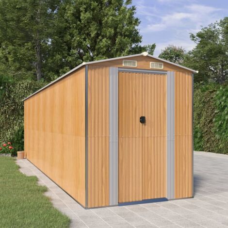 Abri de jardin Marron clair 192x689x223 cm Acier galvanisé vidaXL