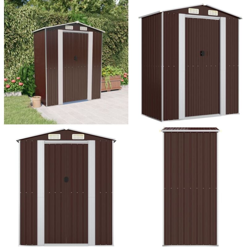 Abri de jardin Marron foncé 192x108x223 cm Acier galvanisé - Abri De Jardin - Abri De Jardin Exterieur - Rangement Exterieure - Cabane De Jardin