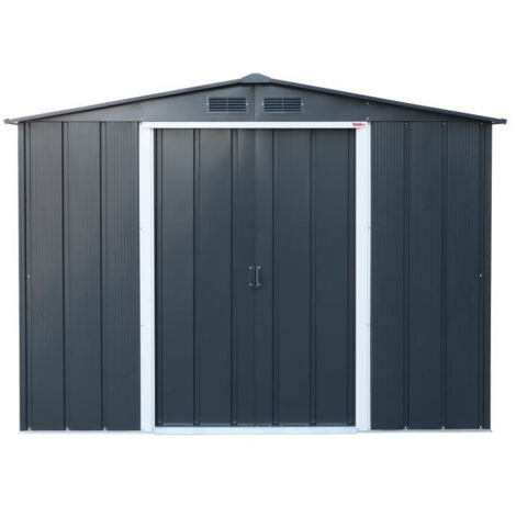 Abri de jardin métal 4,76 m² – Double porte 160 x 101 cm – Résistance à la neige 58,50 kg/m² – Kit ancrage inclus – Tepro