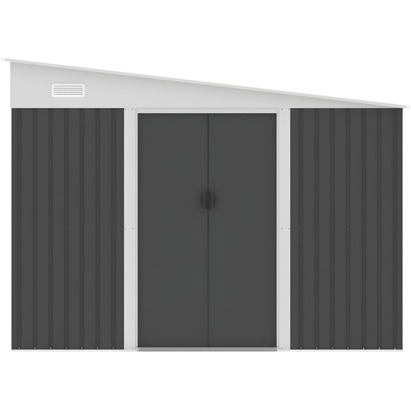 Vente-unique - Abri de jardin métal adossé en acier galvanisé anthracite 9,76 m² - daxton