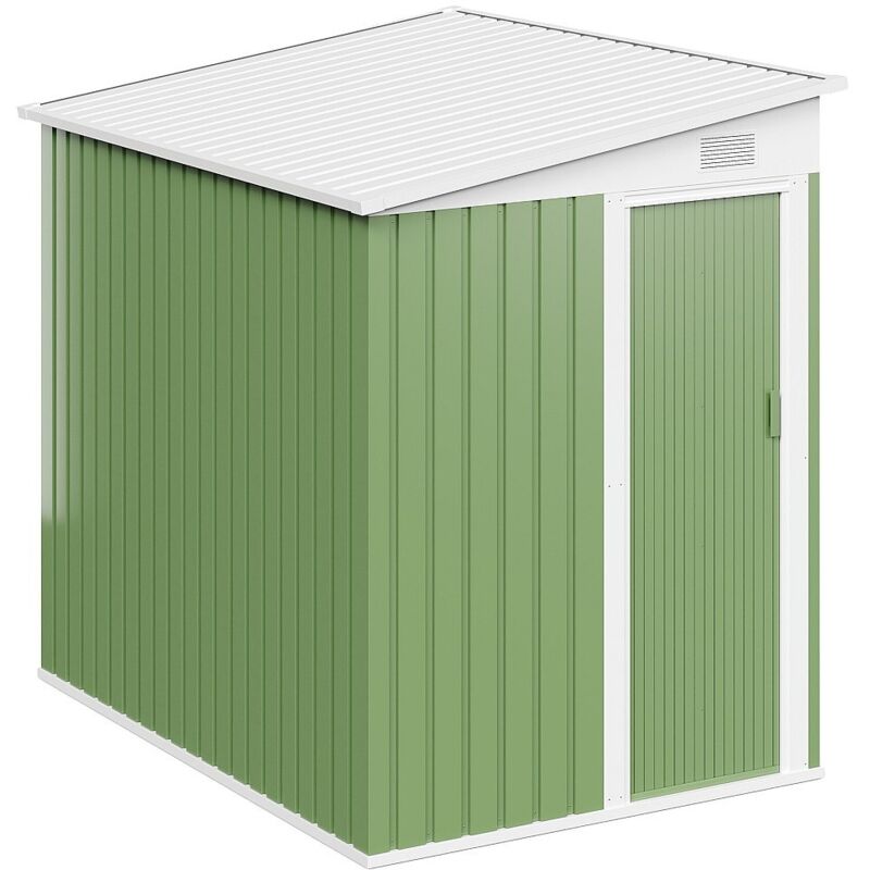 Abri de jardin métal adossé en acier galvanisé vert sauge 3,15 m² - DAXTON