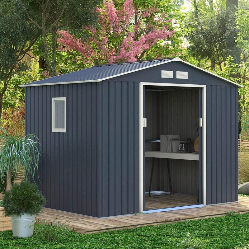 Trigano – Abri de jardin métal 4,83 m² – Acier galvanisé anti-corrosion – Toit double pente pour évacuation efficace – Kit d'ancrage inclus Trigano – Abri de jardin métal 4,83 m² – Acier galvanisé anti-corrosion – Toit double pente pour évacuation efficace – Kit d'ancrage inclus