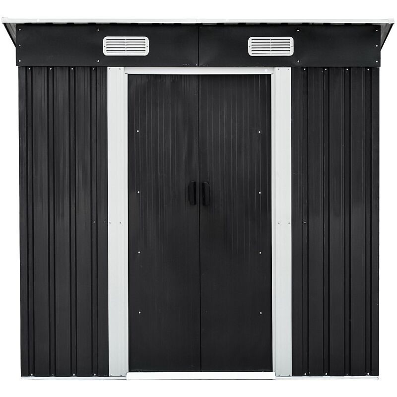 Vente-unique - Abri de jardin métal en acier galvanisé gris 2,3 m² - manso