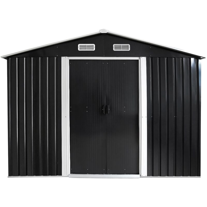 Vente-unique - Abri de jardin métal en acier galvanisé gris 8 m² - manso