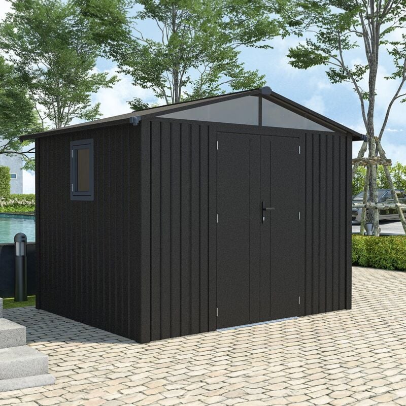 Trigano - Abri de jardin métal gris anthracite 5.71 m² + kit d'ancrage