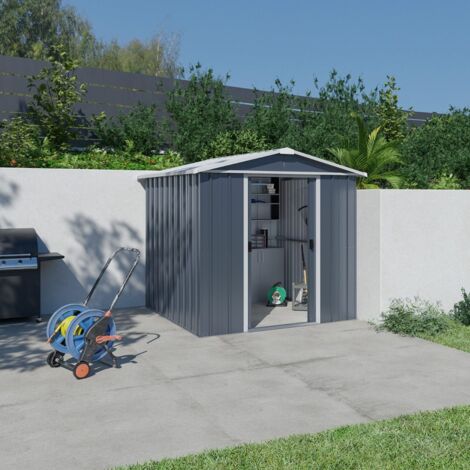 Abri de jardin métal gris Yardmaster 3,85 m² + kit d'ancrage - Gris