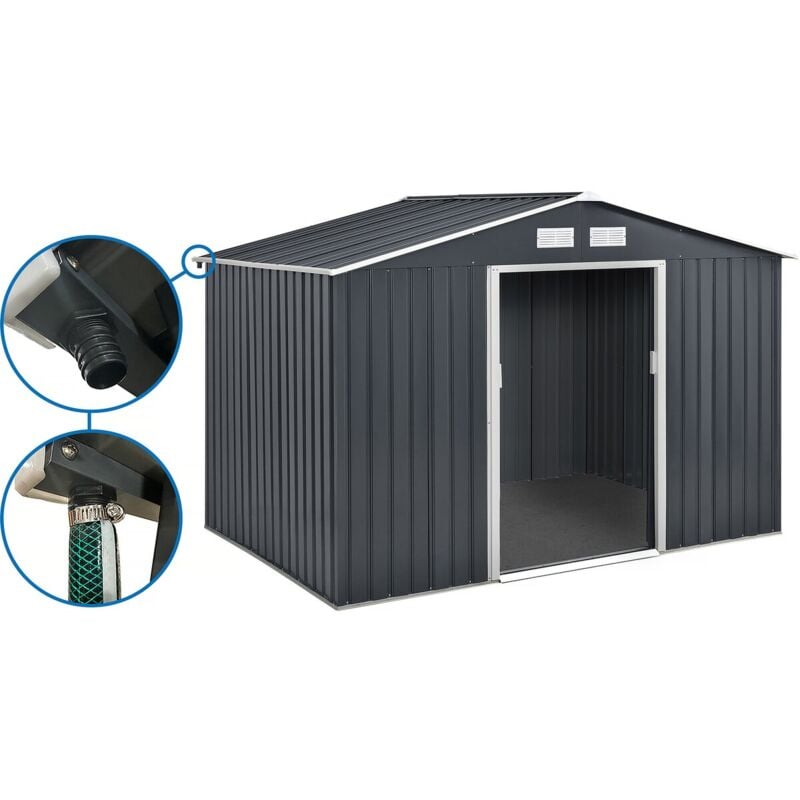 Habitat Et Jardin - Abri de jardin métal - 'Vegas' - 7,06 m² avec gouttière - Gris