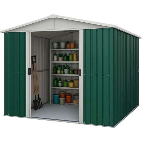 Abri de jardin métal 5,25m² – Structure galvanisée – Double porte coulissante – Kit d'ancrage inclus – 87GEYZ – Yardmaster