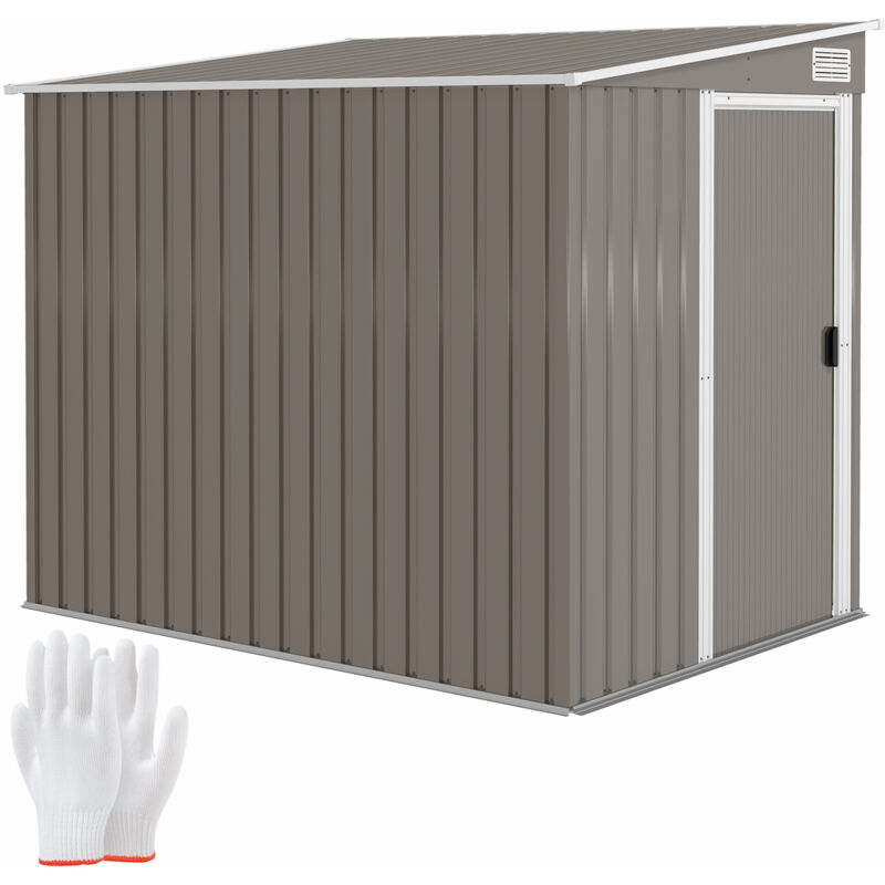 Abri de jardin métal 2,81 m² 154×206,5×181 cm, abri de rangement avec toit à une pente et fondation