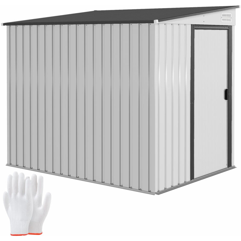 Abri de jardin métal 2,81 m² 154×206,5×181 cm, abri de rangement avec toit à une pente et fondation