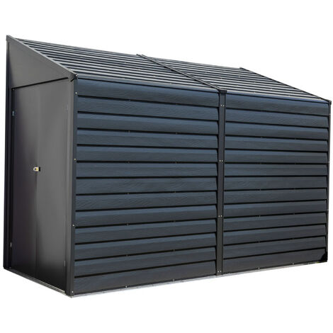 Abri de jardin métallique adossé 124x295x208 cm – Tôle d'acier galvanisée – Double porte battante – Résistant aux intempéries – Spacemaker