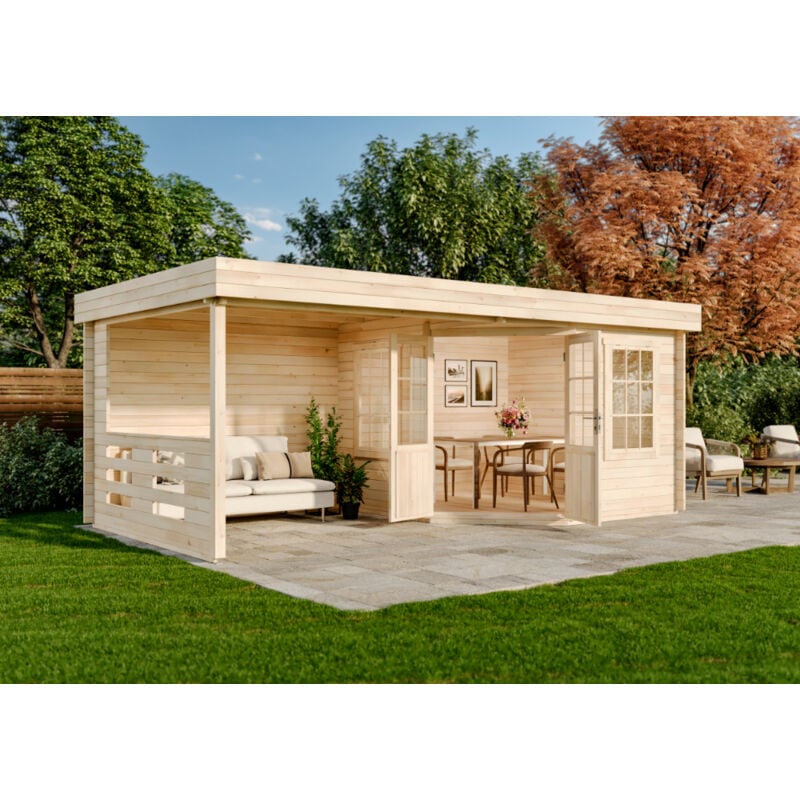 Abri de jardin Hanna-40 Naturel , 40 mm Épaisseur paroi 602 x 324 cm