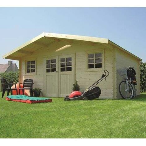 Abri de jardin MONTREUX en bois  23,46 m², Toiture Shingle rouge, Plancher Oui
