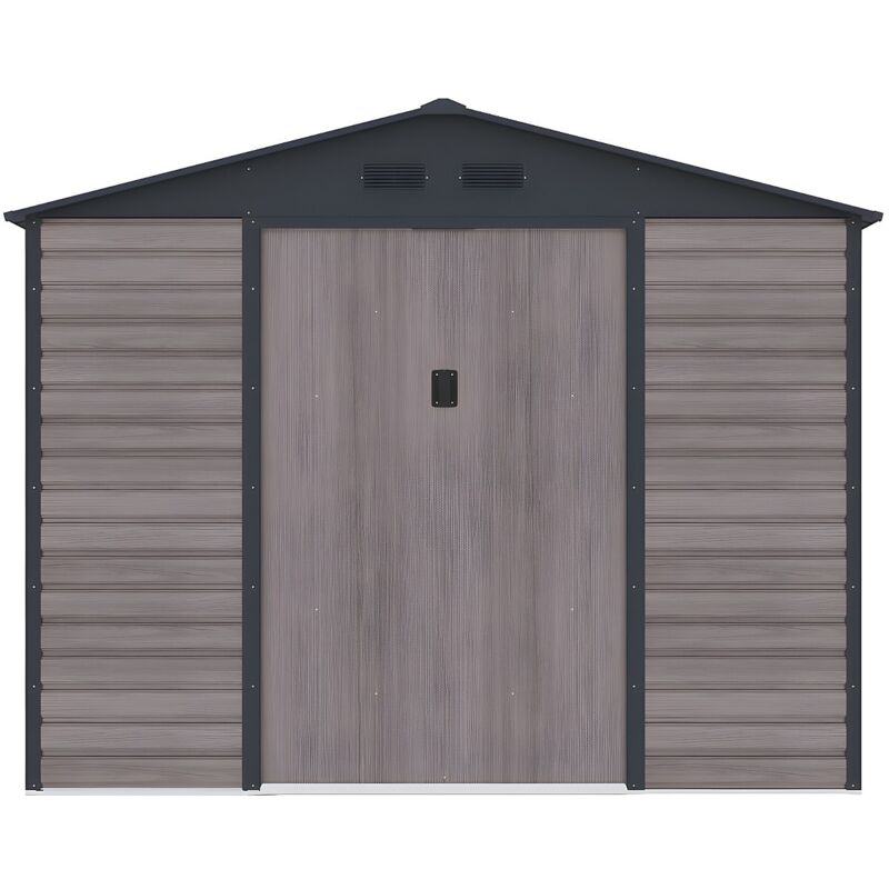 VENTE UNIQUE Abri de jardin en acier galvanis&eacute; effet bois ADELMO - gris - 8,94m&sup2;