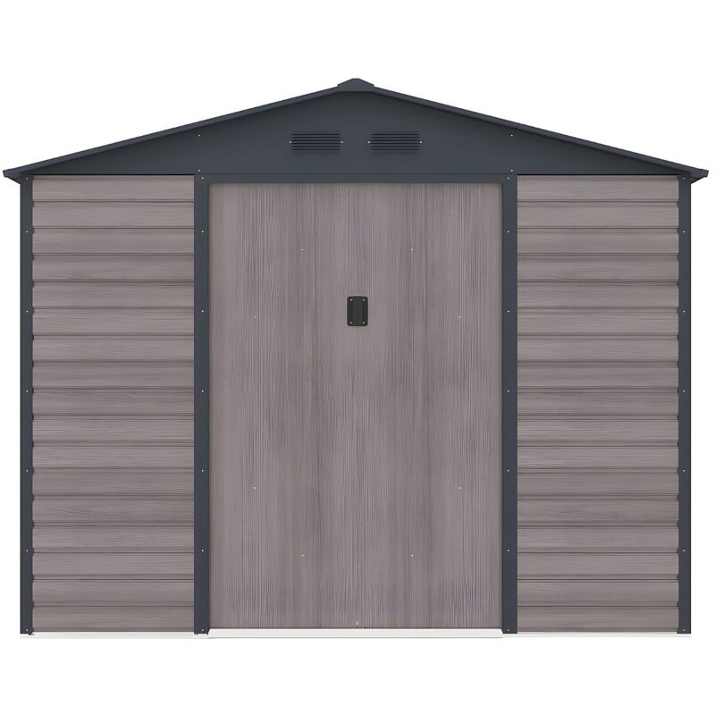 Vente-unique - Abri de jardin métal en acier galvanisé effet bois gris 5,40 m² - adelmo