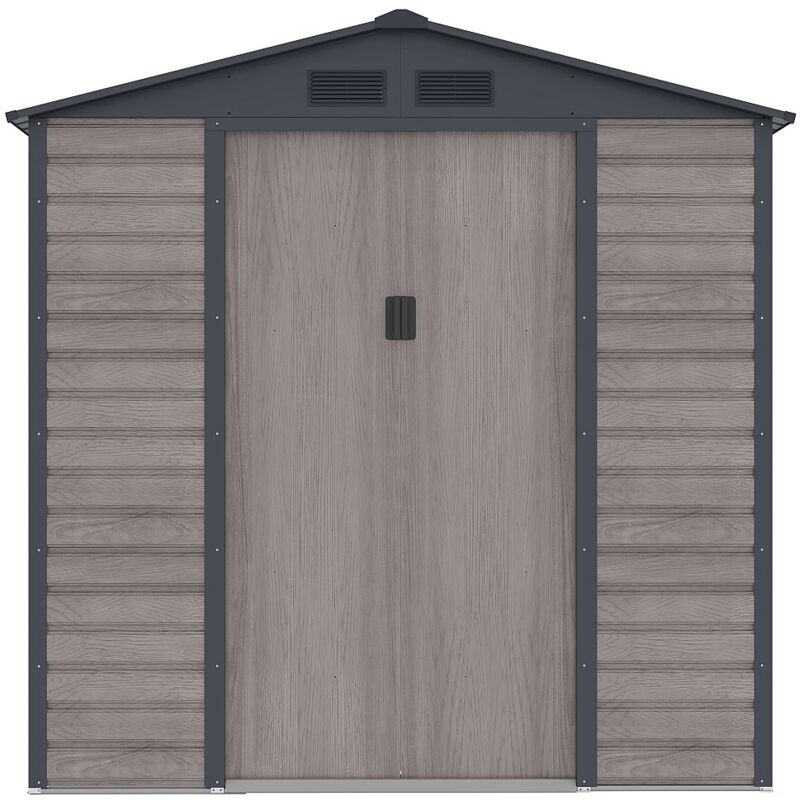 Abri de jardin m&eacute;tal en acier galvanis&eacute; effet bois gris 2,79 m&sup2; - ADELMO