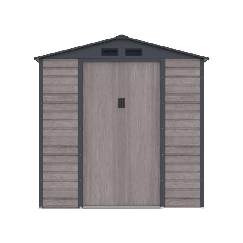Vente-unique - Abri de jardin métal en acier galvanisé effet bois gris 2,79 m² - adelmo