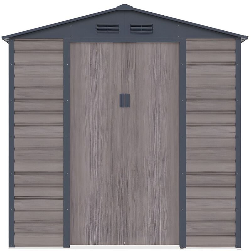 Vente-unique - Abri de jardin métal en acier galvanisé effet bois gris 4,15 m² - adelmo
