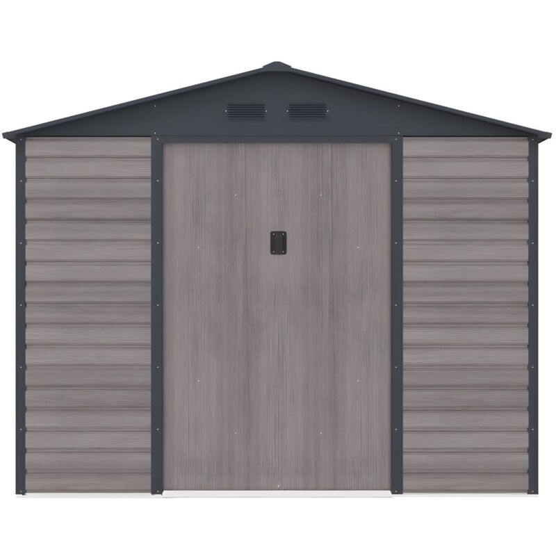 Vente-unique - Abri de jardin métal en acier galvanisé effet bois gris 5,40 m² - adelmo