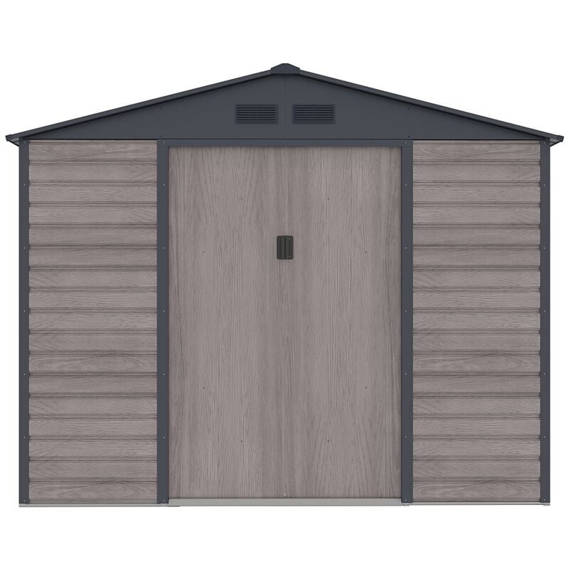 Vente-unique - Abri de jardin métal en acier galvanisé effet bois gris 7,17 m² - adelmo