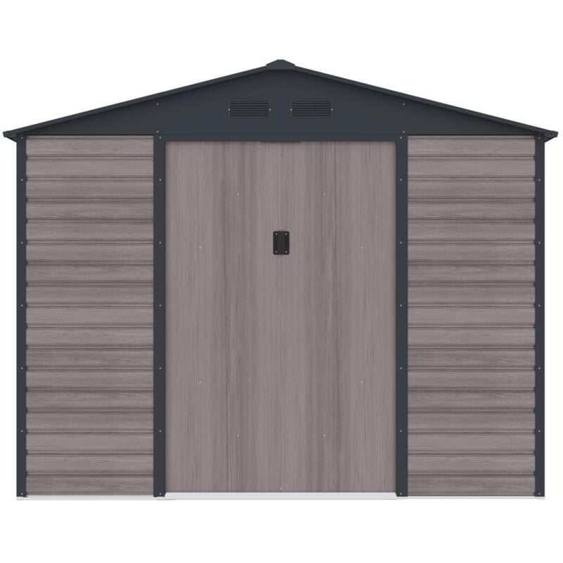 Vente-unique - Abri de jardin métal en acier galvanisé effet bois gris 8,94 m² - adelmo