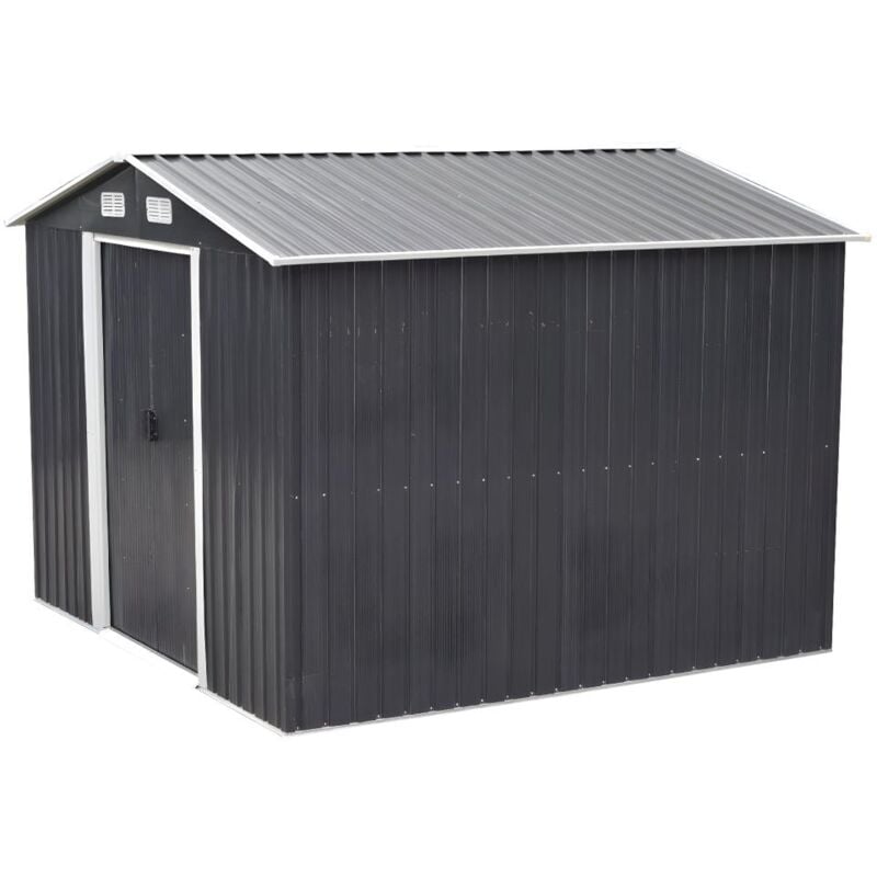 Vente-unique - Abri de jardin métal en acier galvanisé gris 6,6 m² - manso