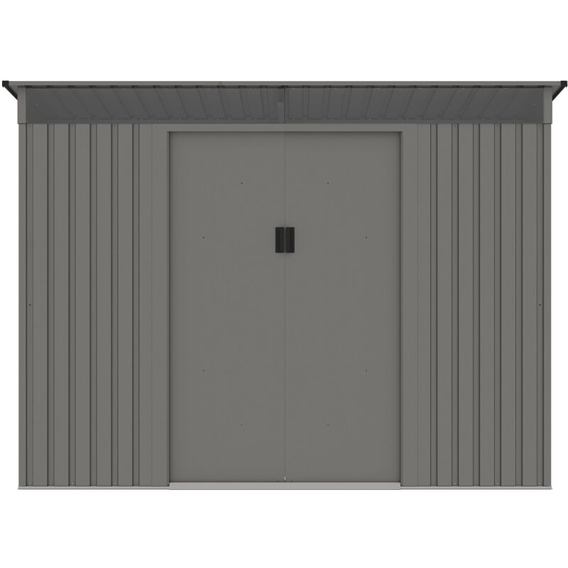 Abri de jardin m&eacute;tal en acier galvanis&eacute; gris 4,77 m&sup2; - FOLCO