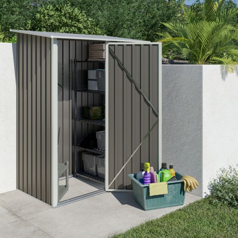 Trigano - Abri de jardin métal taupe 1,04 m² + kit d'ancrage Trigano - Abri de jardin métal taupe 1,04 m² + kit d'ancrage