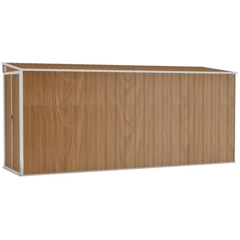 Abri de jardin mural Marron 118x382x178 Acier galvanisé