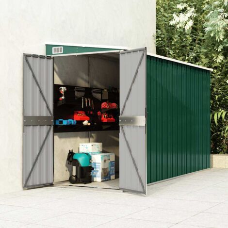 Abri de jardin mural-Remise Cabane pour outils Vert 118x288x178 cm Métal galvanisé