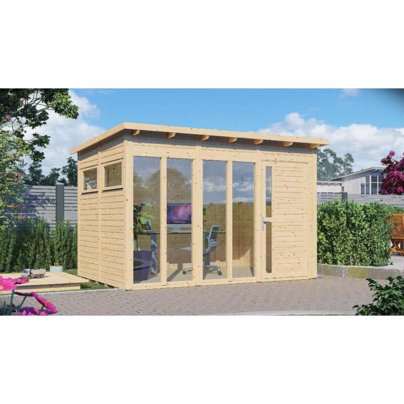 Alpholz - Abri de jardin OfficeCube l Naturel , 14 mm Épaisseur paroi 337 x 234 cm