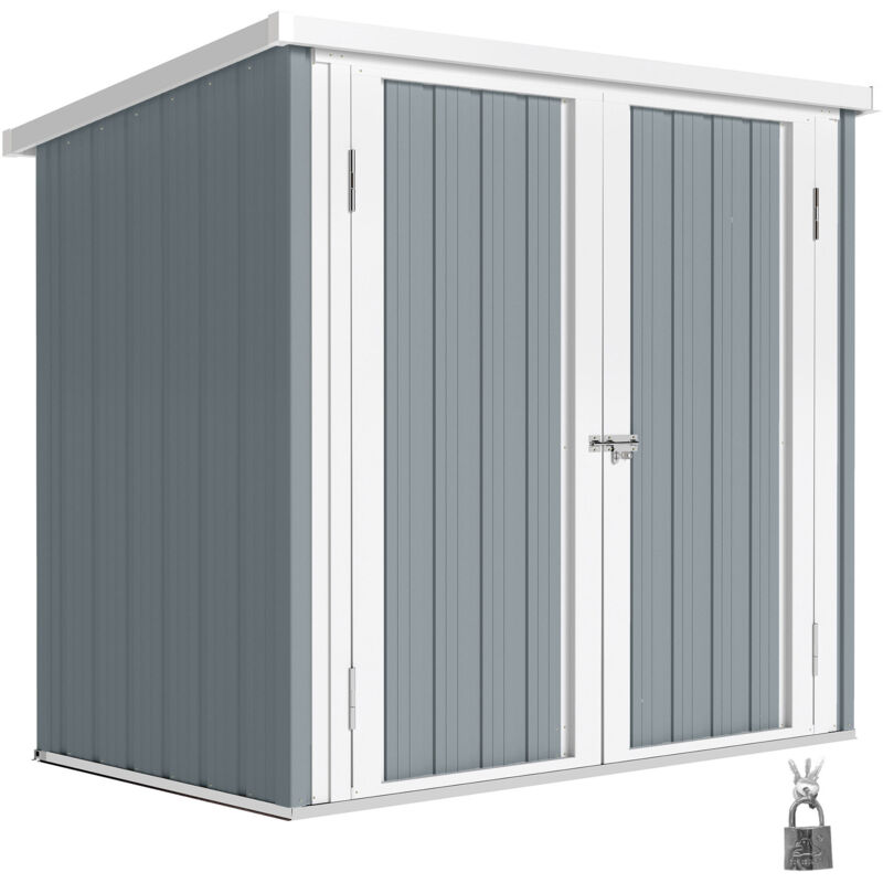 Abri de jardin 1,09 m² - 2 portes verrouillables - tôle d'acier gris clair