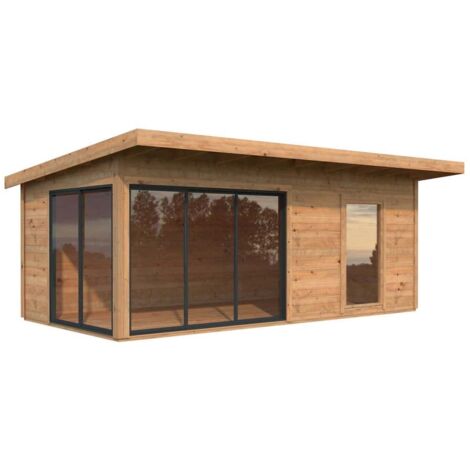 Abri de jardin Palmako Andrea B Marron Imprégné, 44 mm Épaisseur paroi 639 x 420 cm