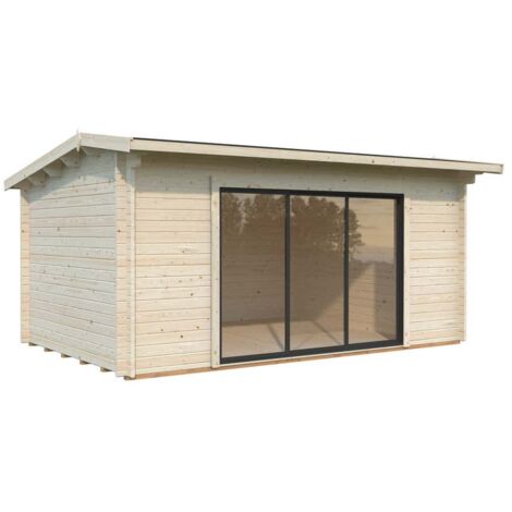 Abri de jardin Palmako Ines B Marron Imprégné, 44 mm Épaisseur paroi 500 x 320 cm