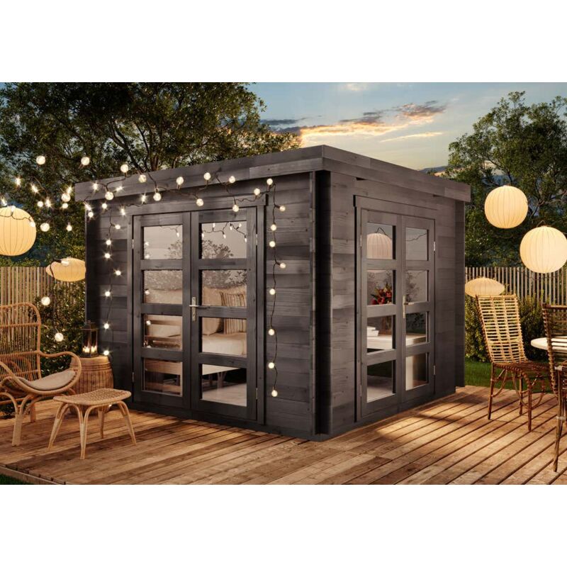 Alpholz - Abri de jardin Paloma Beach Anthrazitgris, 28 mm Épaisseur paroi 304 x cm