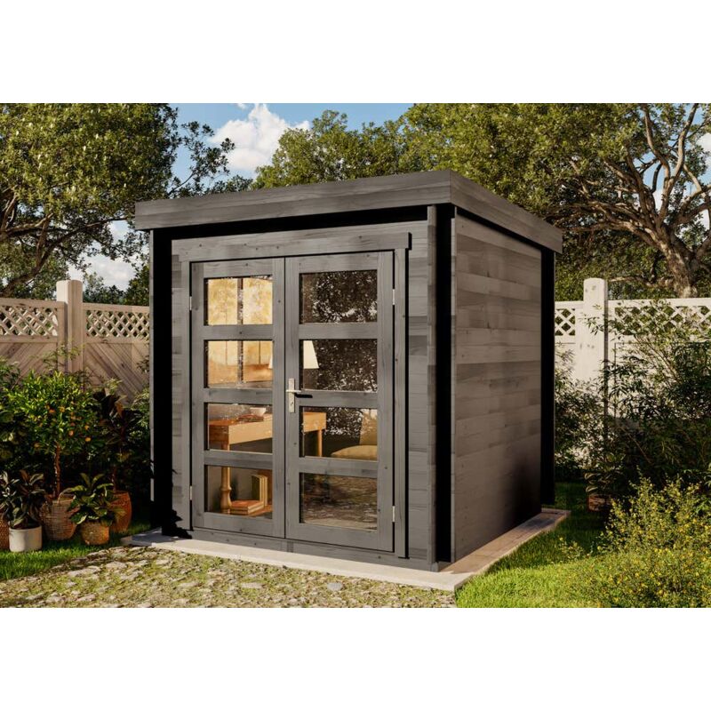 Alpholz - Abri de jardin Paloma Petit Anthrazitgris, 28 mm Épaisseur paroi 234 x cm