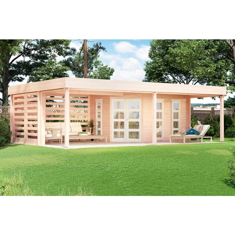 Carlsson - Poolhouse - Abri de jardin Panama-40 Naturel , 40 mm Épaisseur paroi 789 x 516 cm
