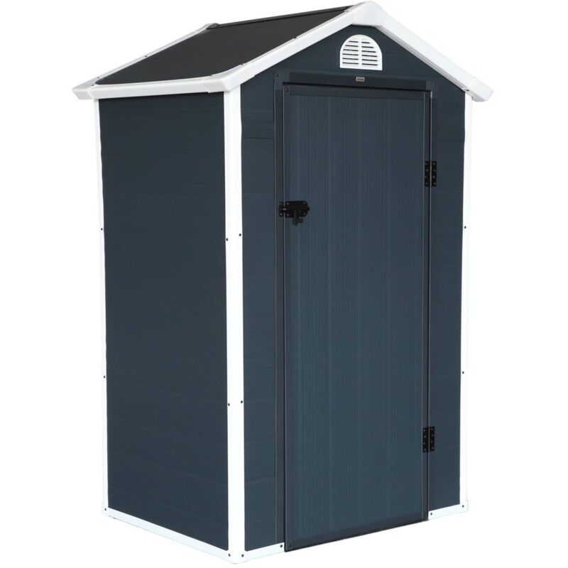 Abri de jardin plastique 1.39 m². anthracite. Structure aluminium et acier. 134 x 104 x 204cm