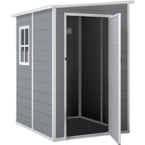 Abri de jardin, porte avec serrure, fenêtre pour lumière naturelle & aération, aluminium, 122 x 149 x 192/177 cm Gris