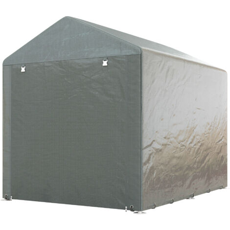 Abri de jardin Porte-outils et Garage à vélos avec couverture anti-UV, 1,6x2 m, gris clair