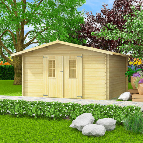 Abri de jardin pour bûches de bois 34 mm 4 x 4 m Bois massif
