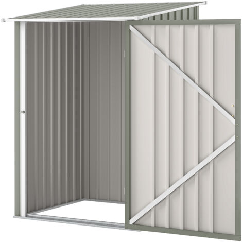 Abri de Jardin pour Rangement d'Outils en Acier Galvanisé avec Porte, 100x104x160 cm, Gris Clair